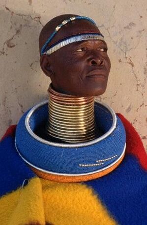 Rings to stretch the neck of a man from an African tribe